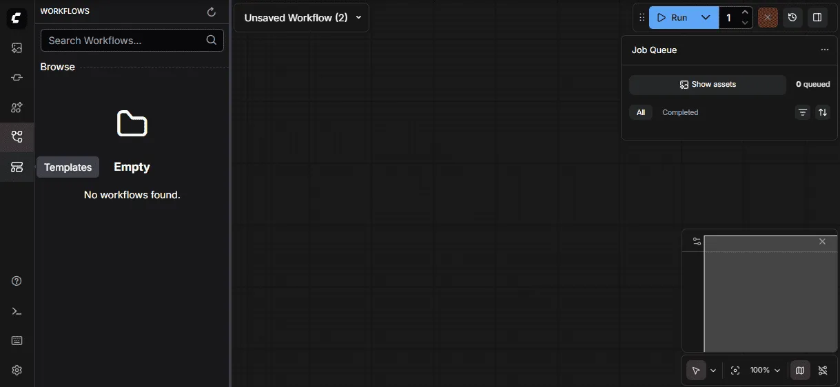 Templates button in the left toolbar