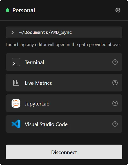 AMD Sync home view with Directory dropdown and launchers