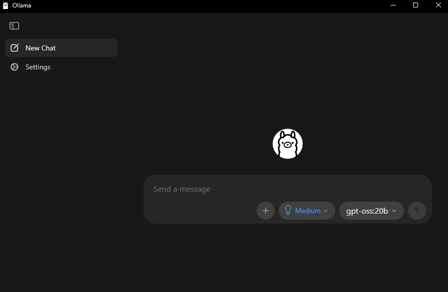 Ollama desktop app chatting with gpt-oss:20b