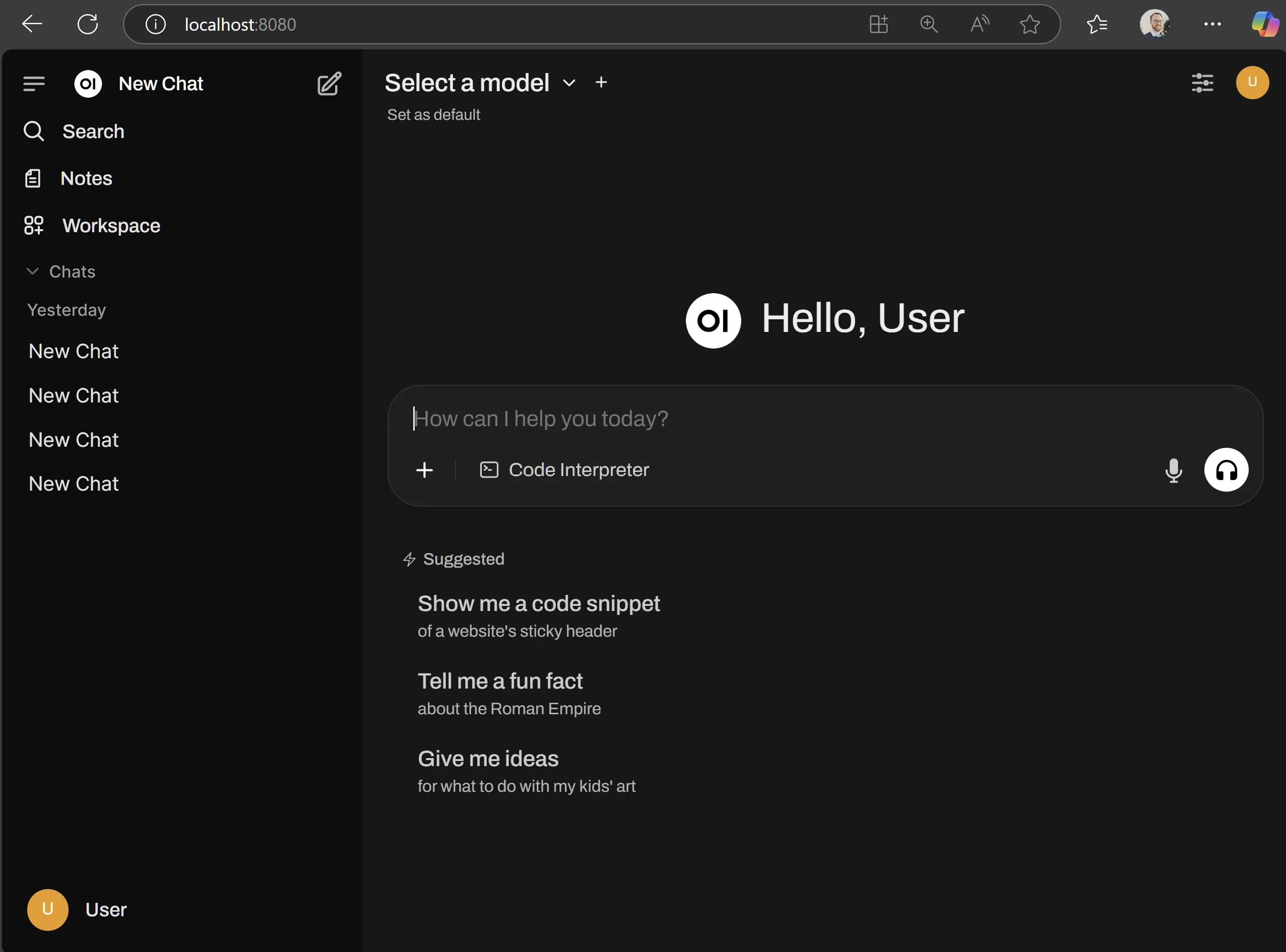 Open WebUI Chat Interface