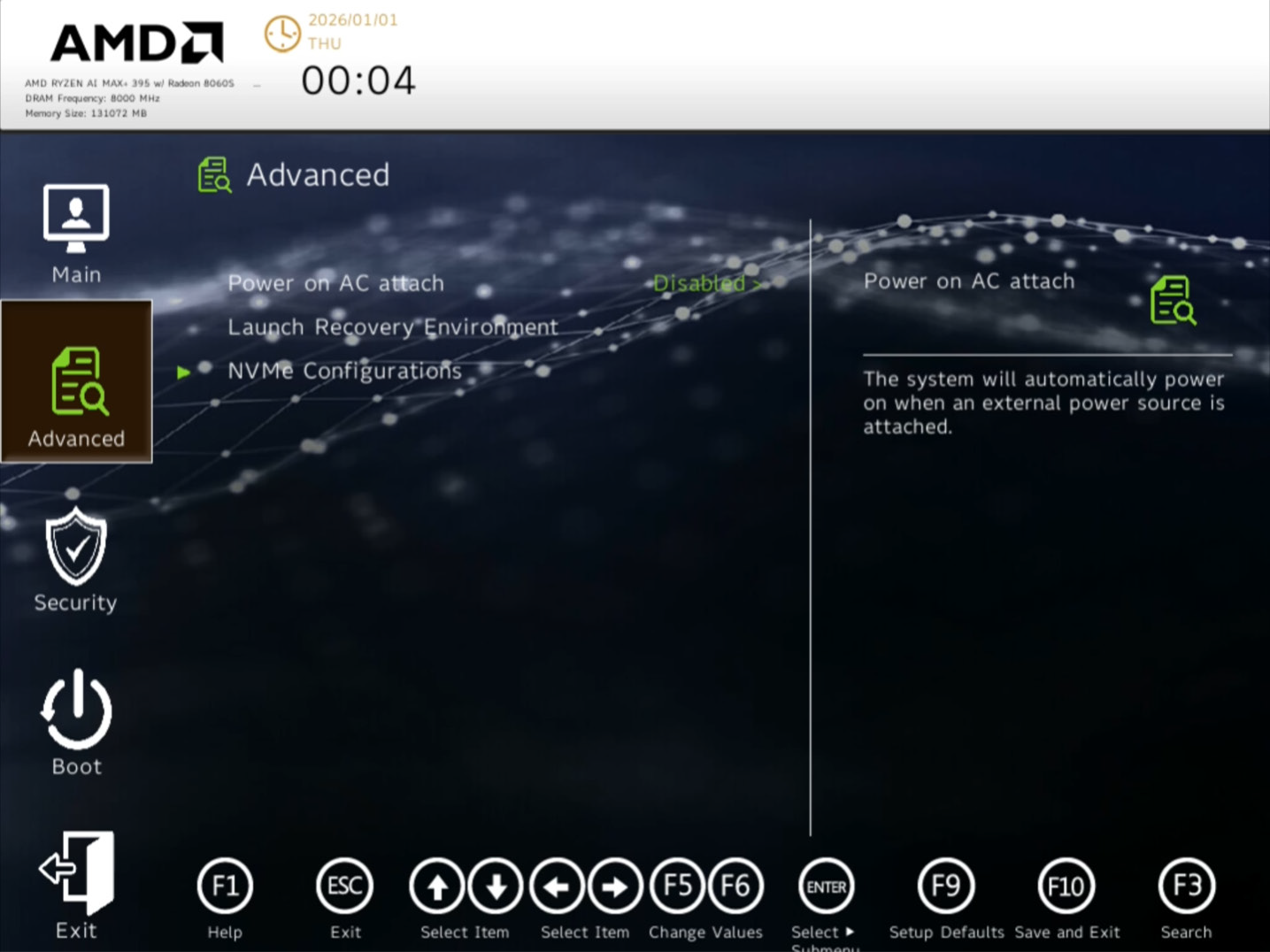 BIOS Advanced menu
