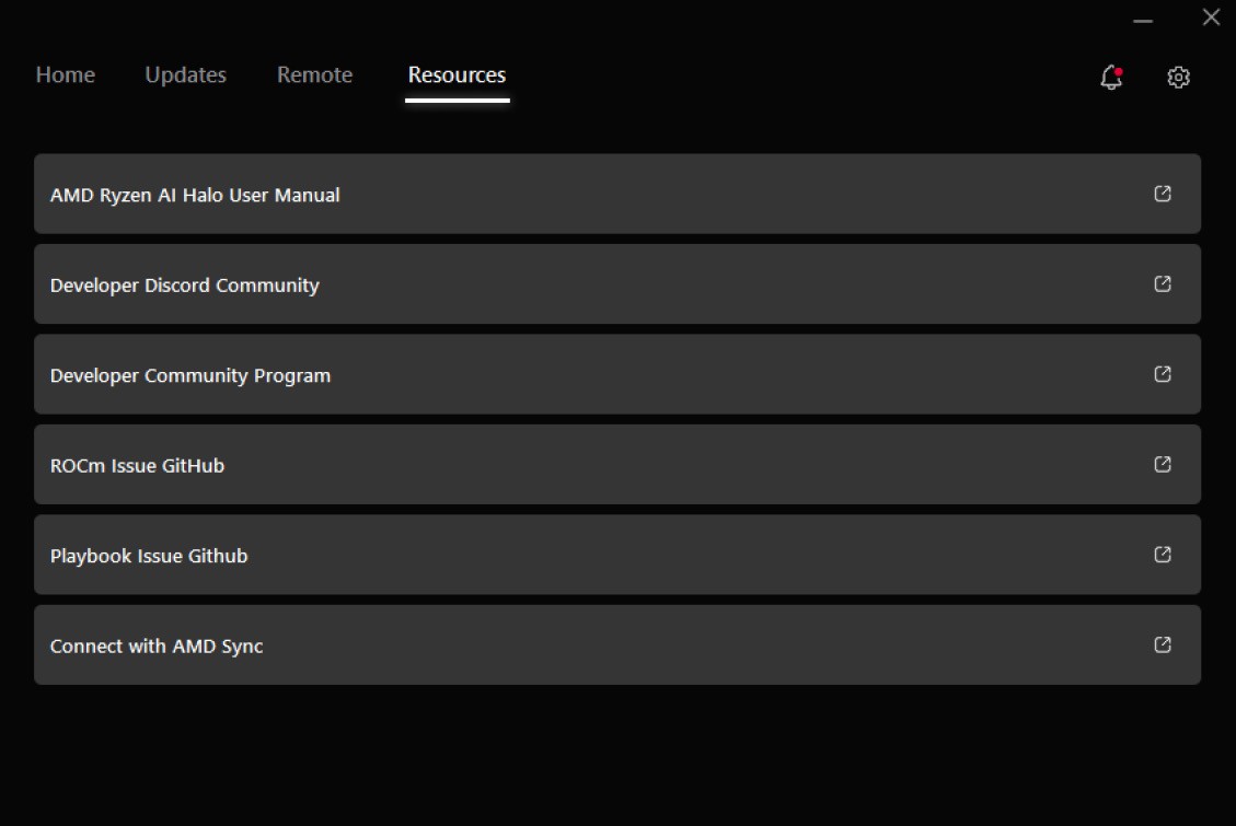 AMD Ryzen AI Developer Center Resources tab