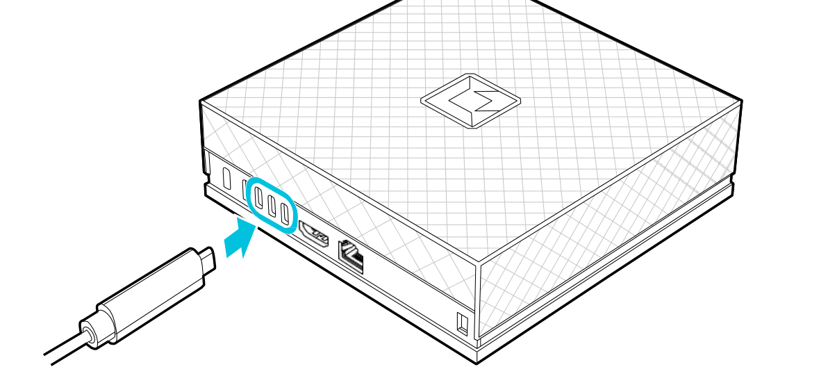 Connecting a display via DisplayPort to a USB-C port at the rear of the system