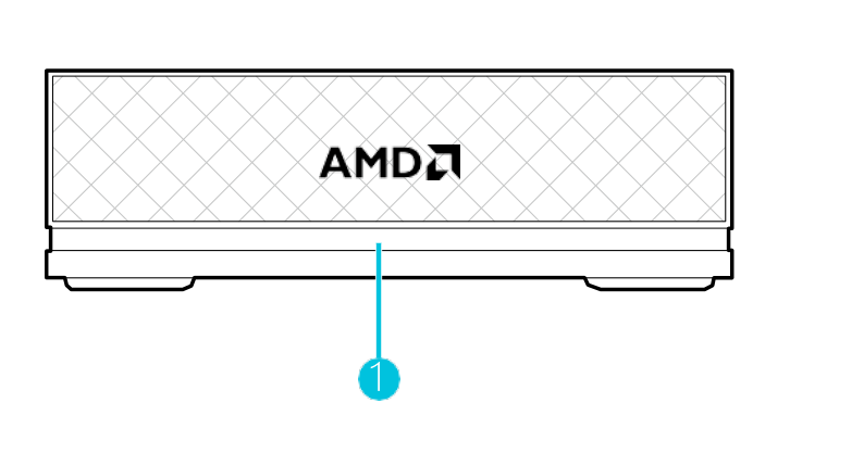 AMD Ryzen AI Halo front view with numbered component callout